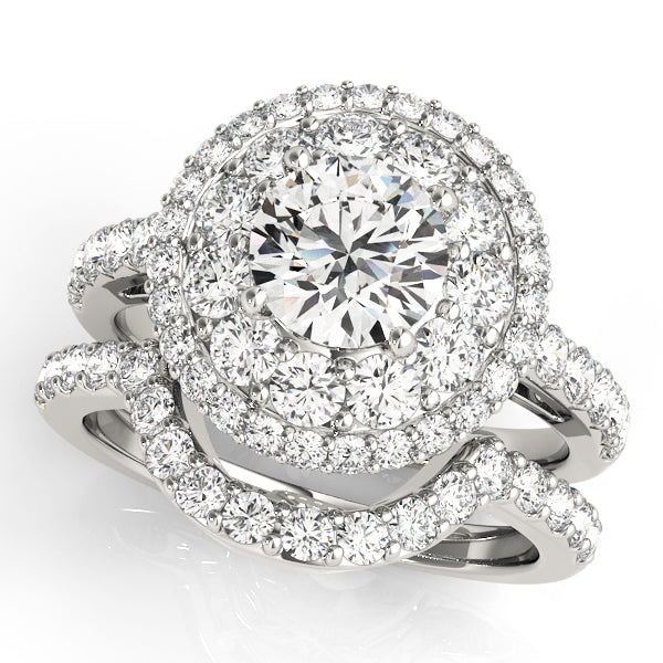 Single Row Double Halo Engagement Rings