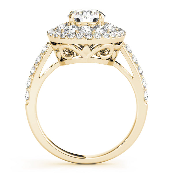 Single Row Double Halo Engagement Rings
