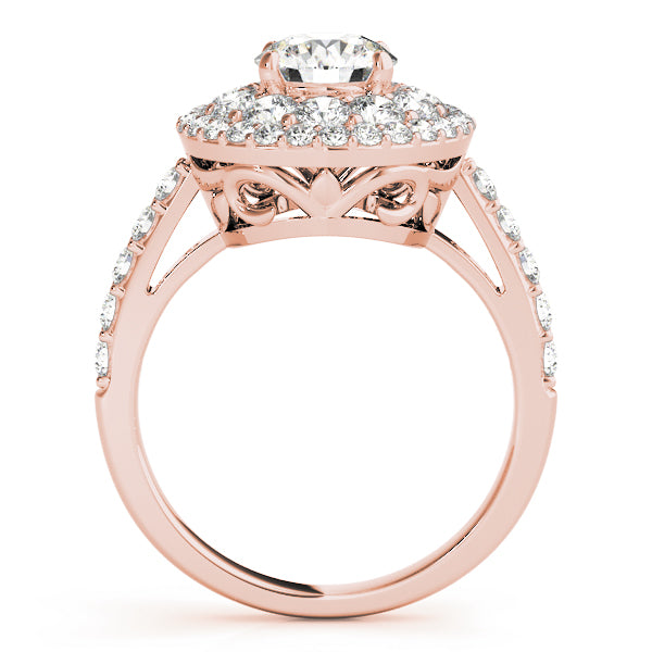 Single Row Double Halo Engagement Rings