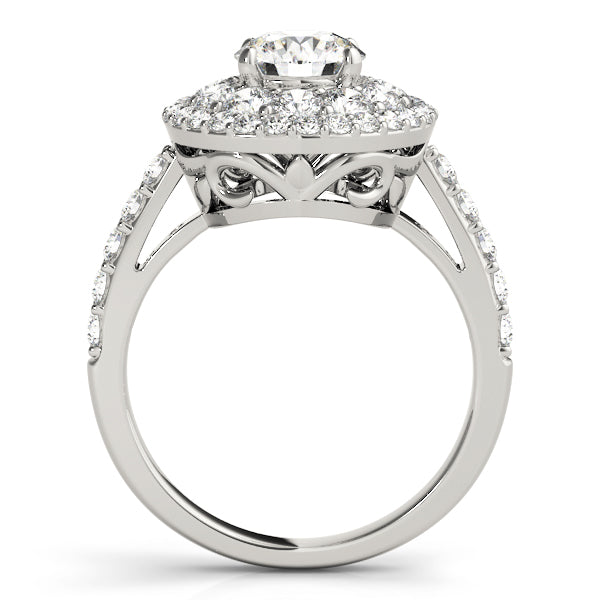 Single Row Double Halo Engagement Rings