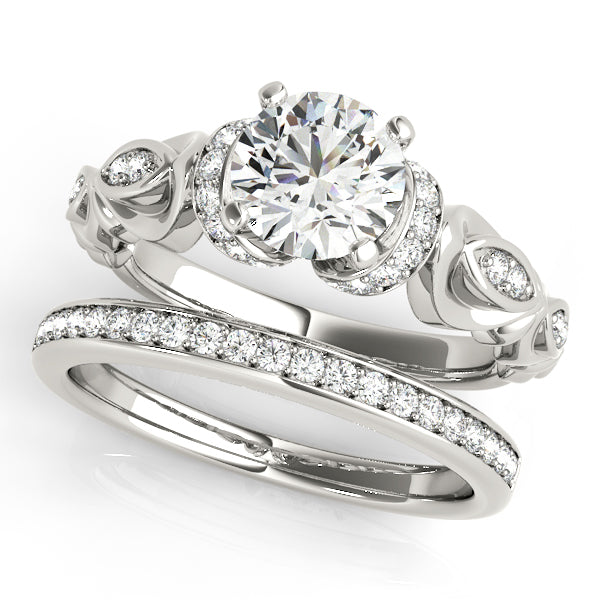 Antique Scalloped Halo Engagement Ring
