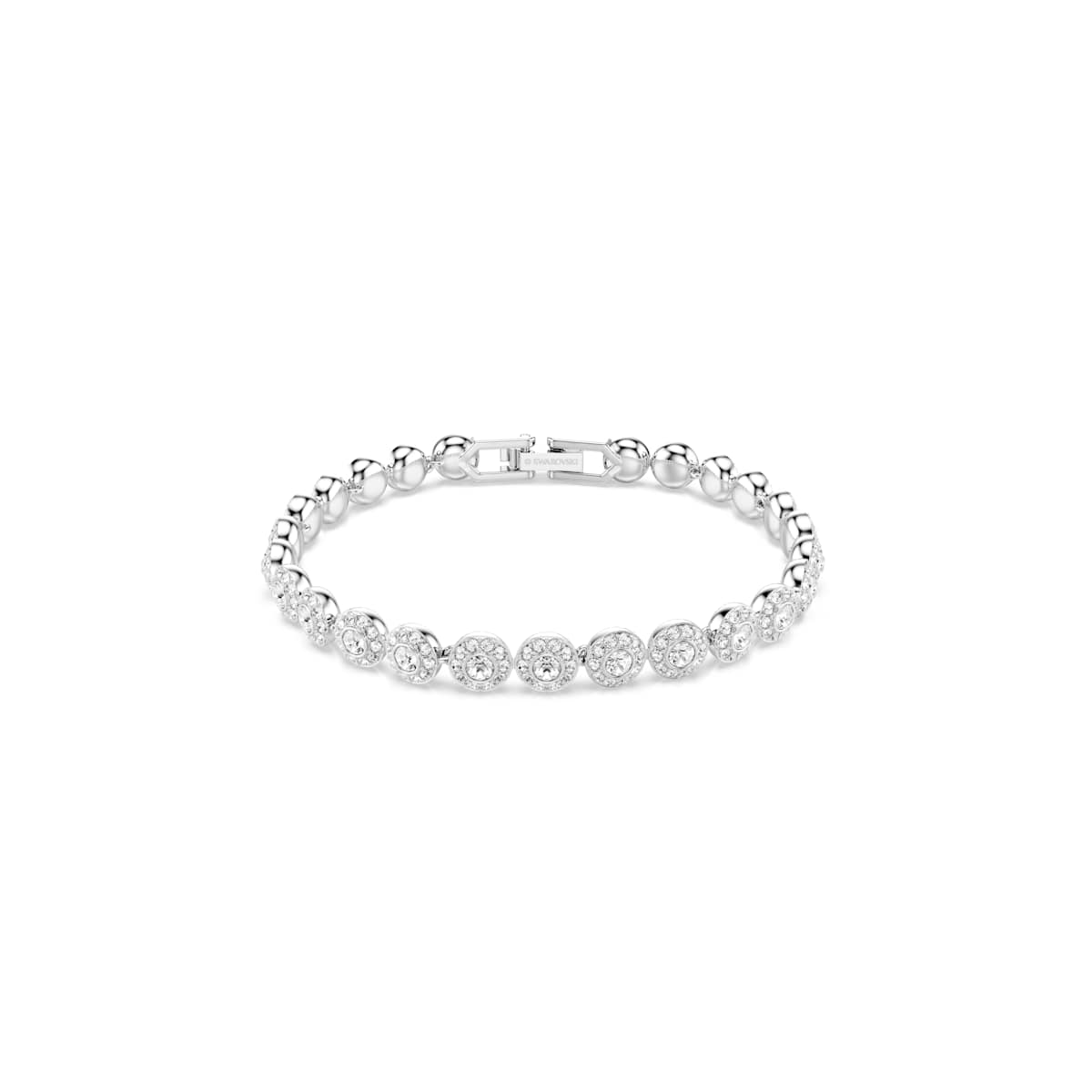Swarovski Una Angelic Bracelet, Round cut, Small, White, Rhodium plated