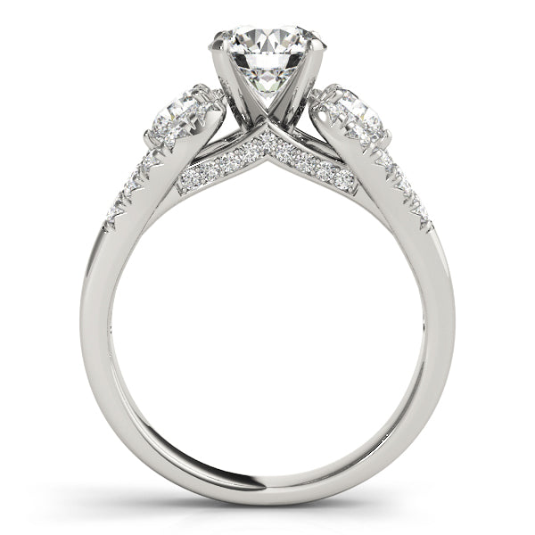 3-Stone Split Shank Hidden Halo Engagement Ring