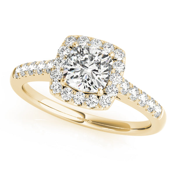 Single Row Halo Engagement Ring