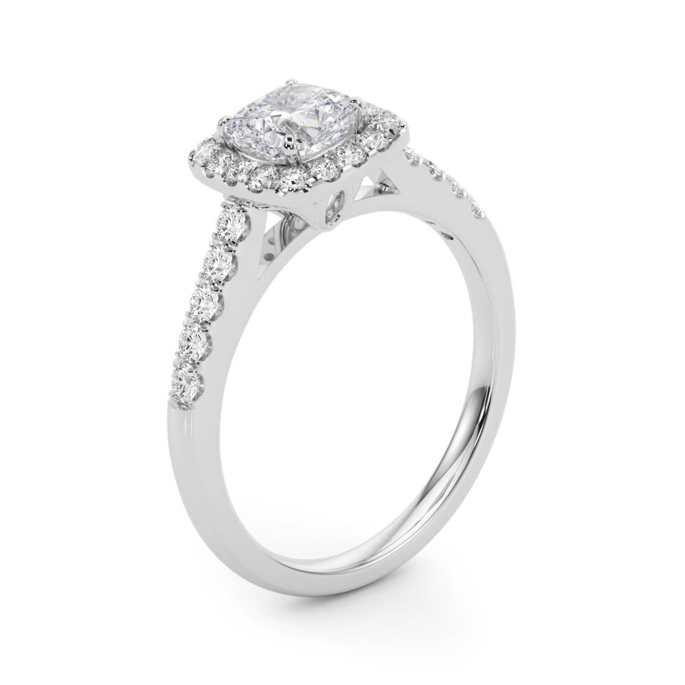 Single Row Halo Engagement Ring