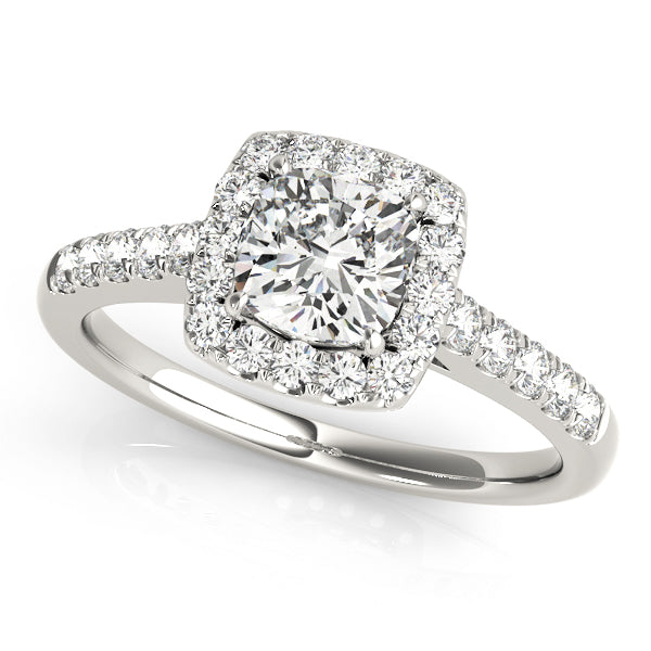 Single Row Halo Engagement Ring