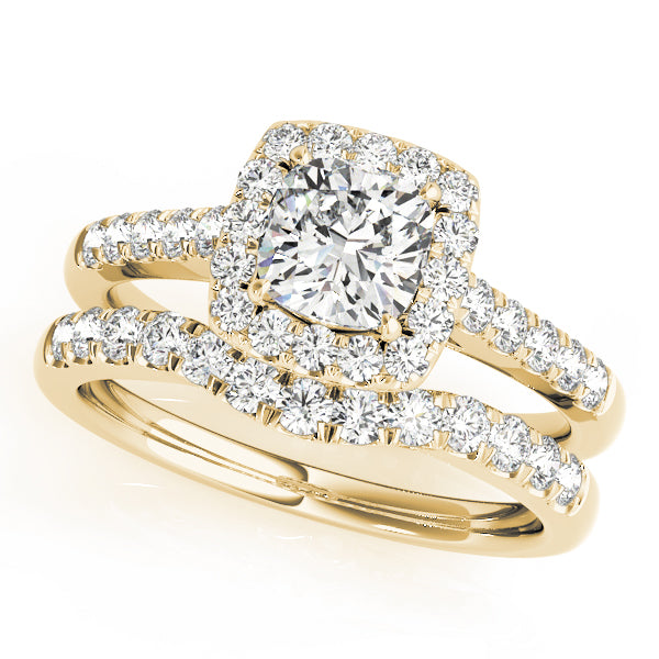 Single Row Halo Engagement Ring