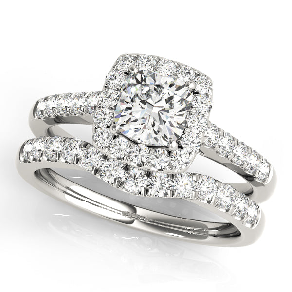Single Row Halo Engagement Ring