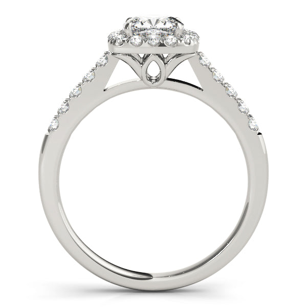 Single Row Halo Engagement Ring