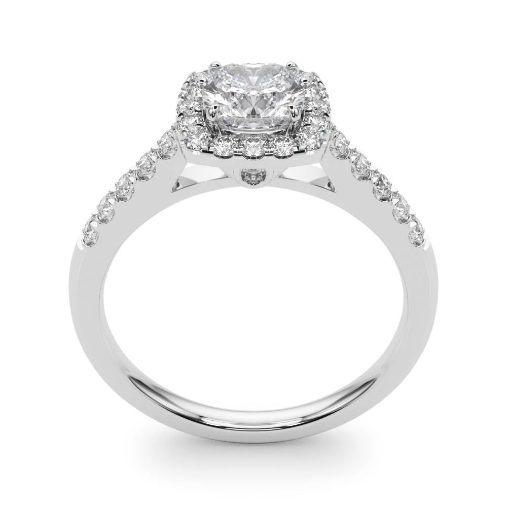 Single Row Halo Engagement Ring