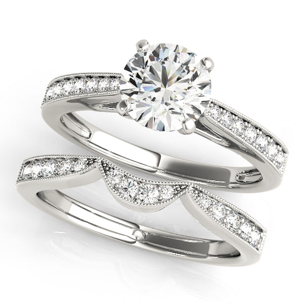 Single Row Graduating Milgrain Engagement Ring