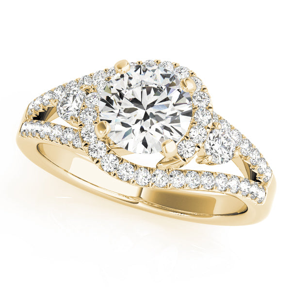 Bypass Halo Split Shank Engagement Ring