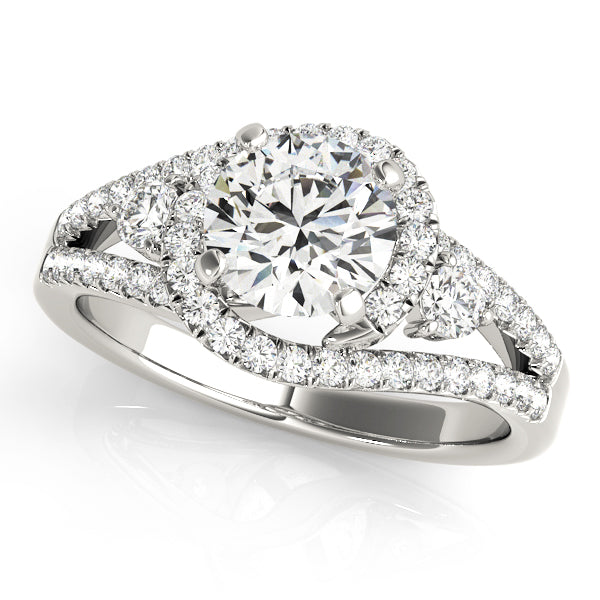 Bypass Halo Split Shank Engagement Ring
