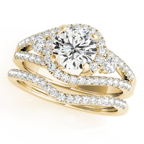 Bypass Halo Split Shank Engagement Ring