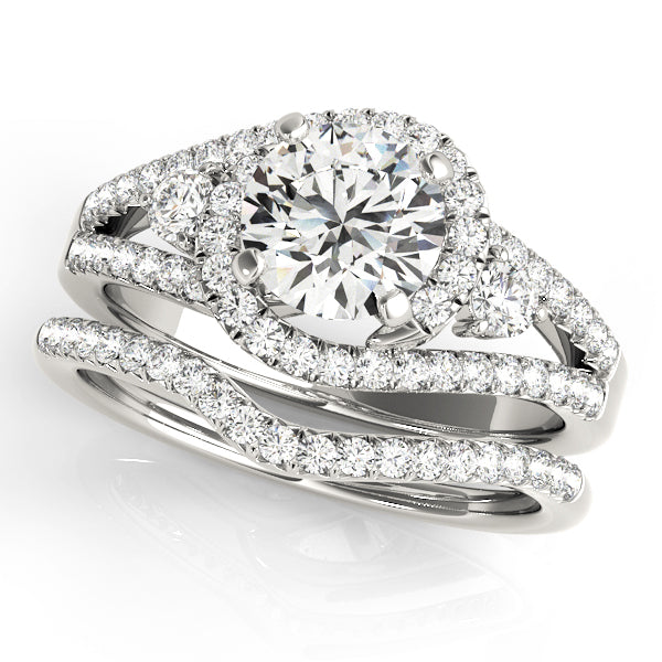 Bypass Halo Split Shank Engagement Ring