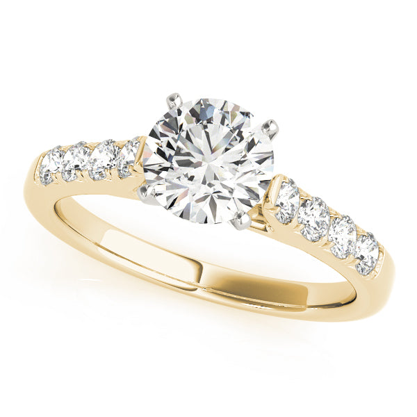 Single Row Split Prong Cathedral Engagement Ring