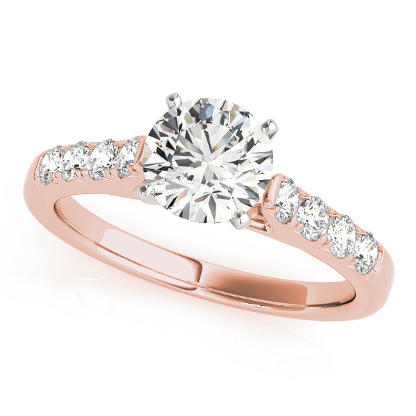 Single Row Split Prong Cathedral Engagement Ring