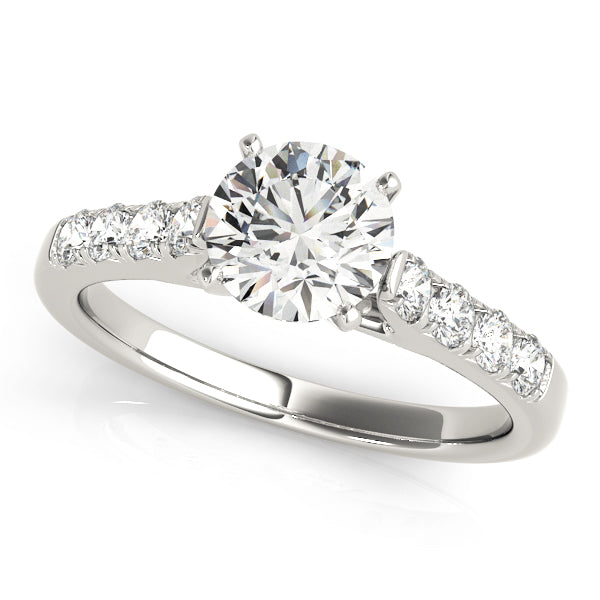 Single Row Split Prong Cathedral Engagement Ring