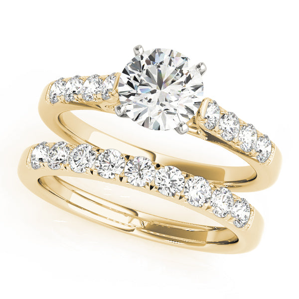 Single Row Split Prong Cathedral Engagement Ring