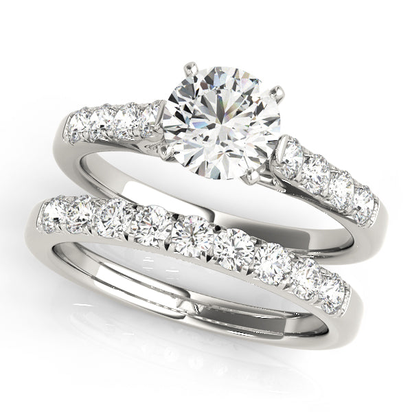 Single Row Split Prong Cathedral Engagement Ring