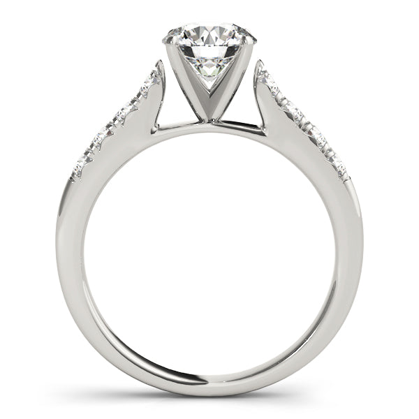 Single Row Split Prong Cathedral Engagement Ring