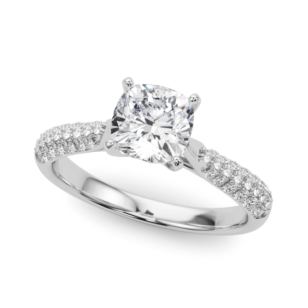 Multirow Pavé Set Engagement Ring