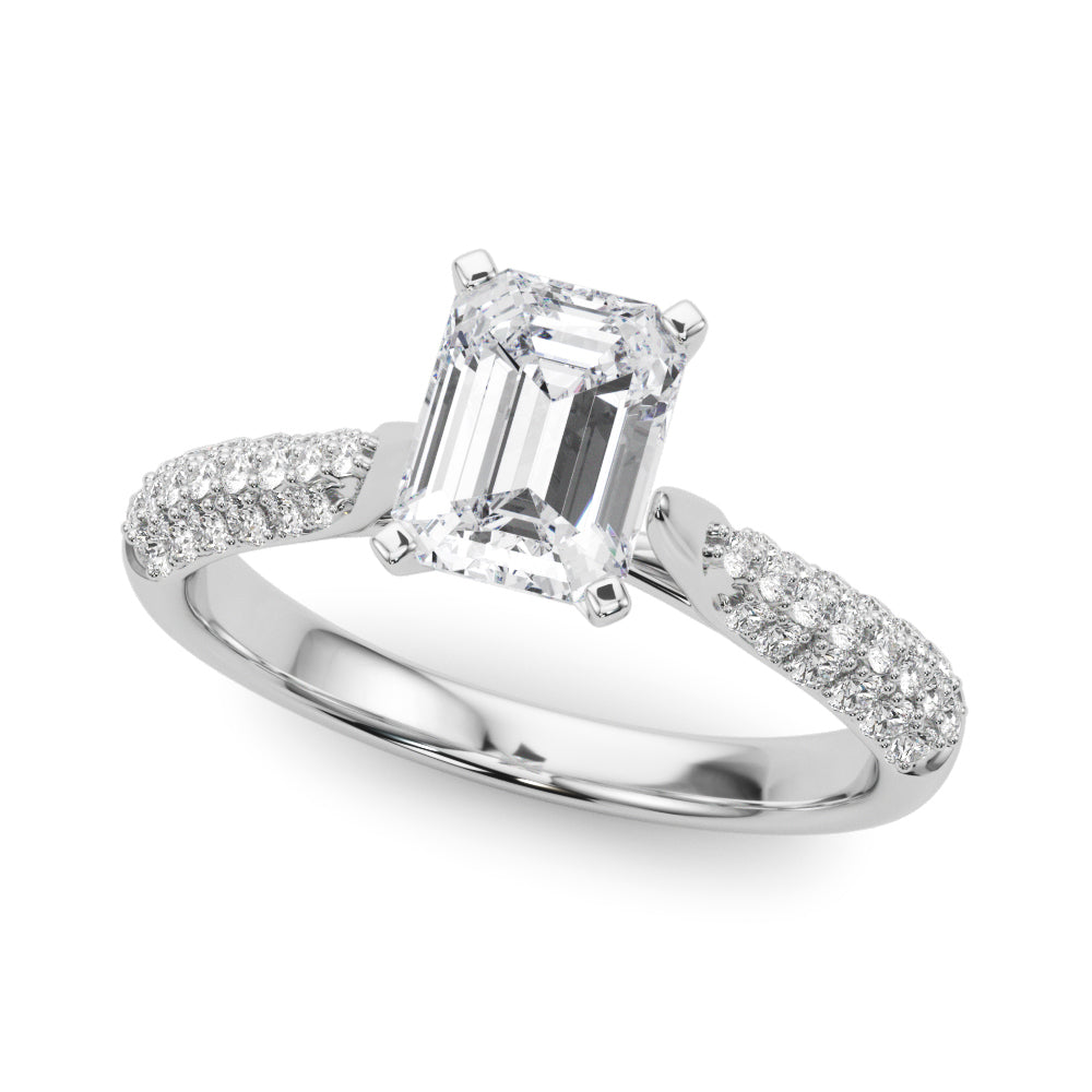 Multirow Pavé Set Engagement Ring