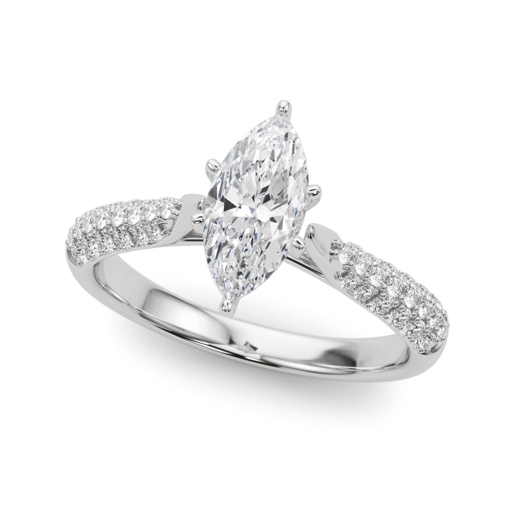 Multirow Pavé Set Engagement Ring