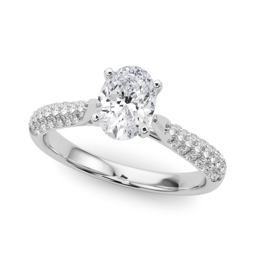 Multirow Pavé Set Engagement Ring