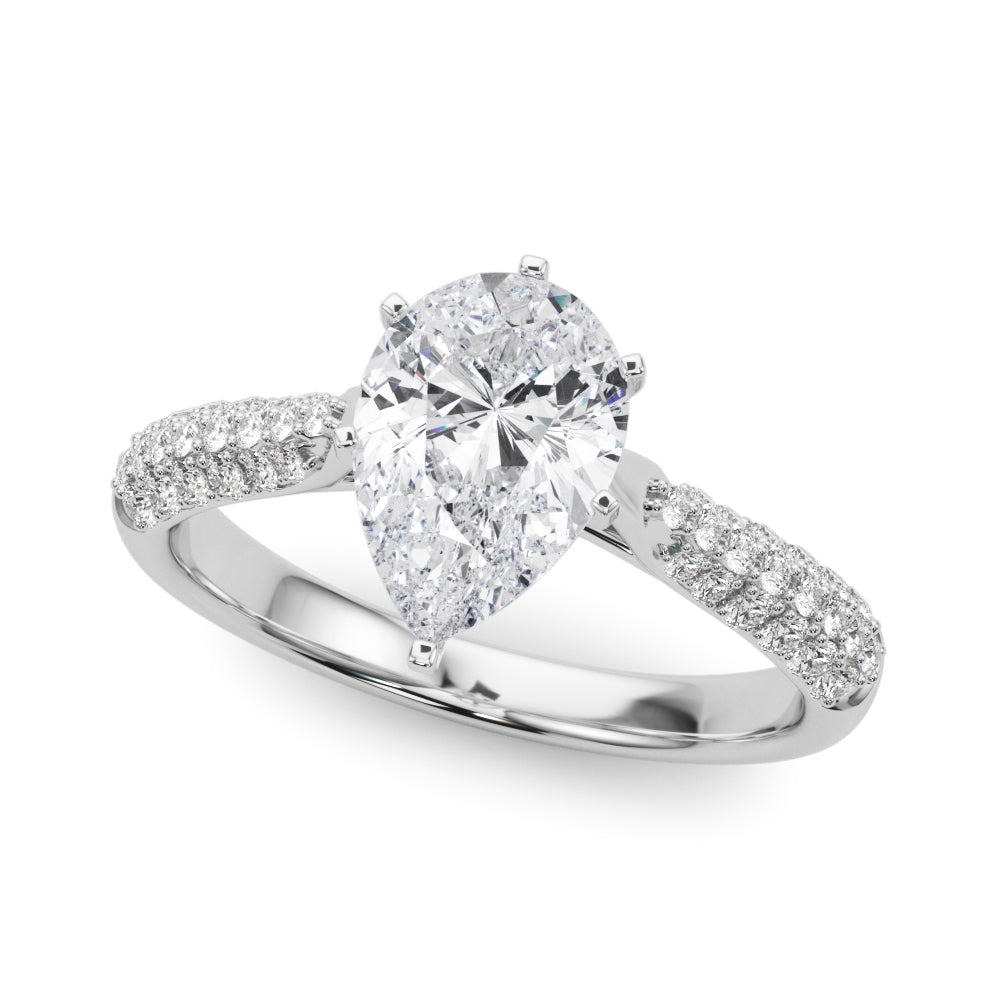 Multirow Pavé Set Engagement Ring