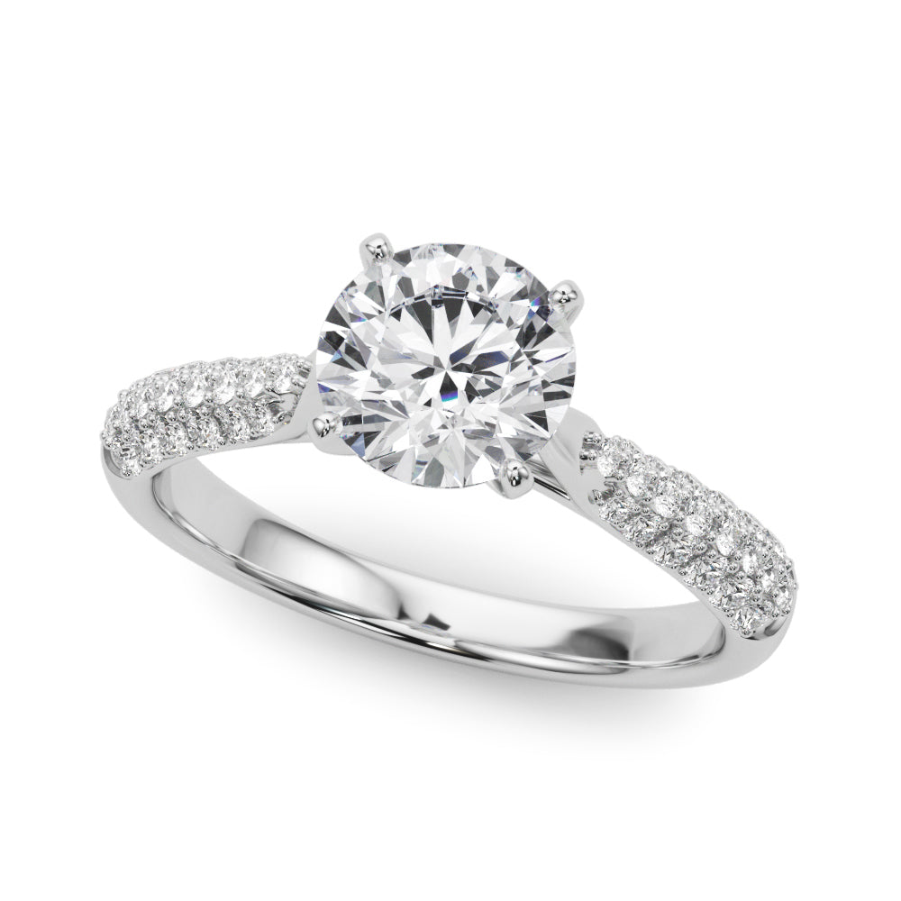 Multirow Pavé Set Engagement Ring