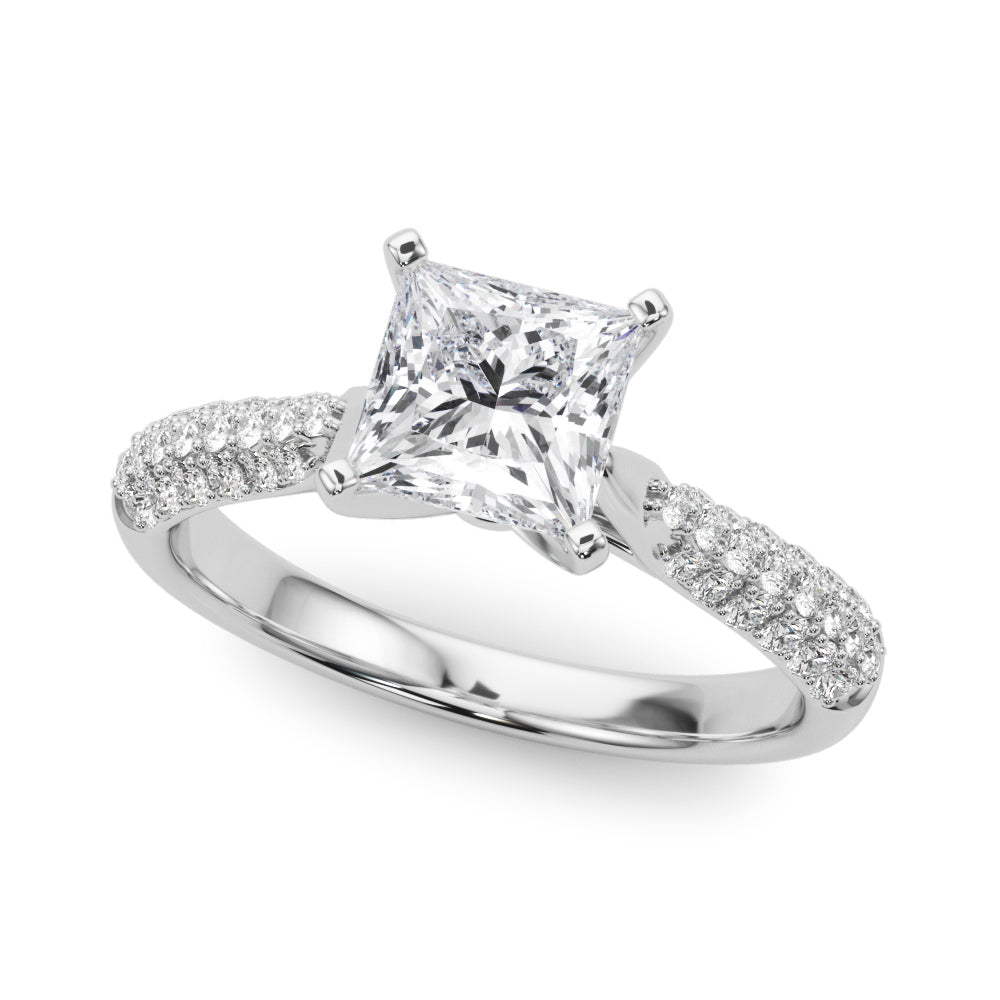 Multirow Pavé Set Engagement Ring
