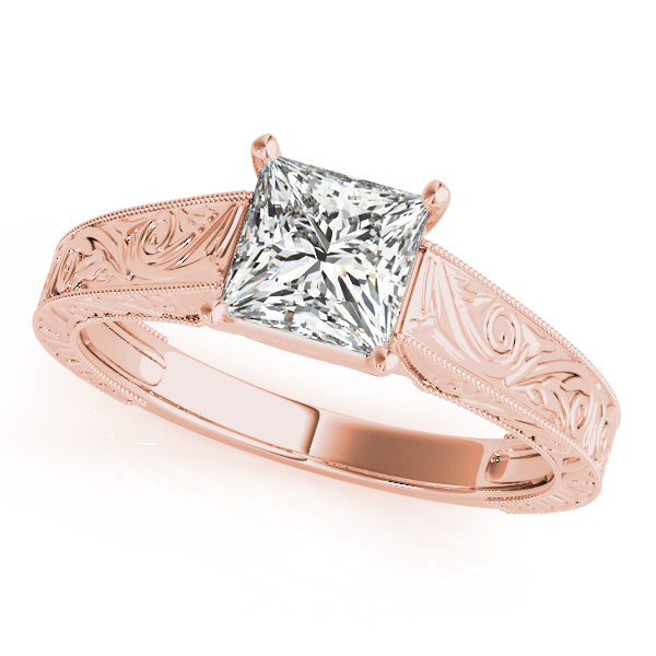 Vintage Inspired Princess Cut Trellis Engagement Ring