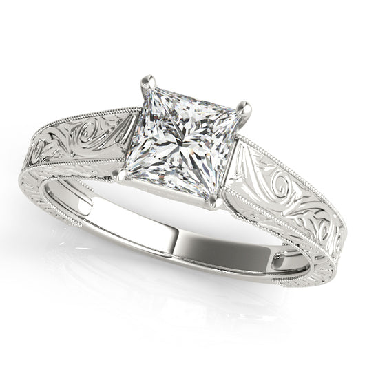 Vintage Inspired Princess Cut Trellis Engagement Ring