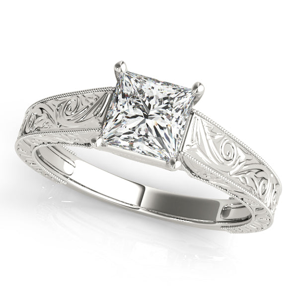 Vintage Inspired Princess Cut Trellis Engagement Ring