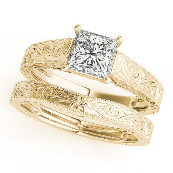 Vintage Inspired Princess Cut Trellis Engagement Ring