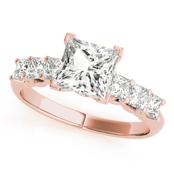 Single Row Princess Cut Trellis Engagement Ring