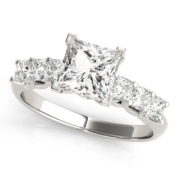 Single Row Princess Cut Trellis Engagement Ring