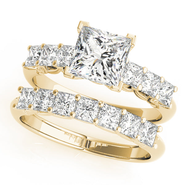 Single Row Princess Cut Trellis Engagement Ring