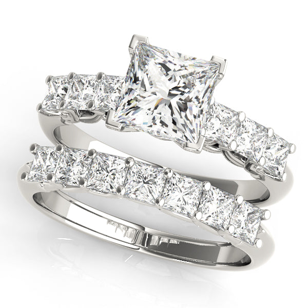 Single Row Princess Cut Trellis Engagement Ring