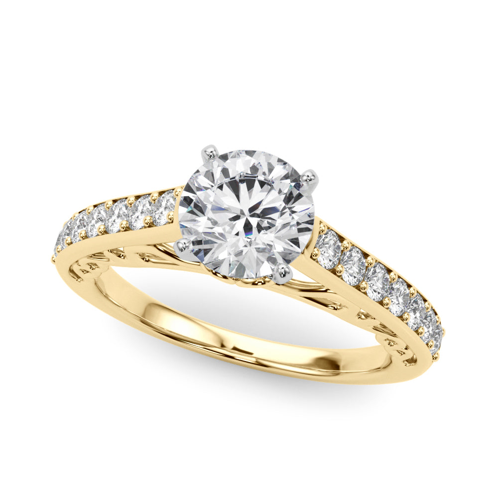 Single Row Prong In Channel Side Scroll Engagement Ring