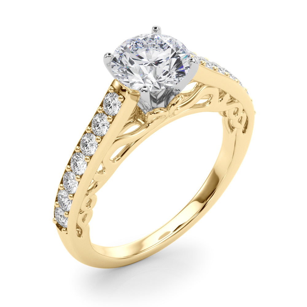 Single Row Prong In Channel Side Scroll Engagement Ring