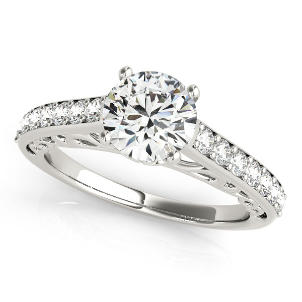Single Row Prong In Channel Side Scroll Engagement Ring