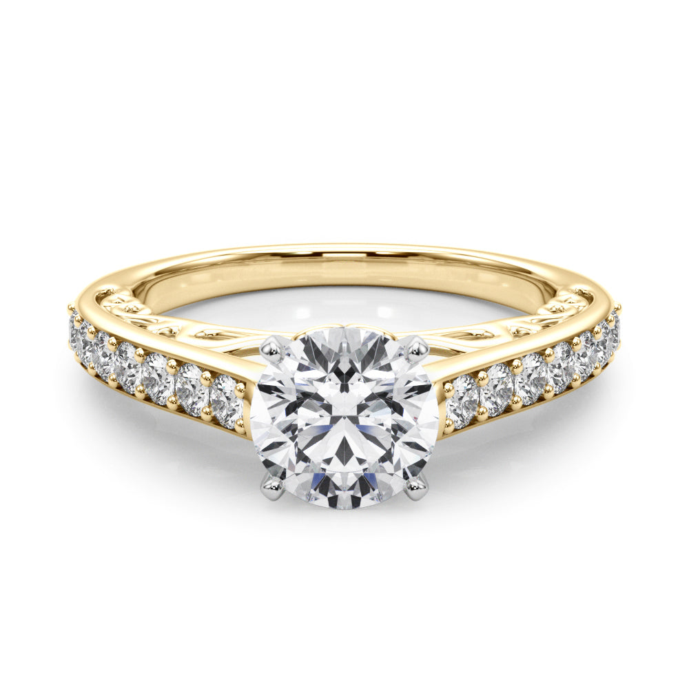 Single Row Prong In Channel Side Scroll Engagement Ring
