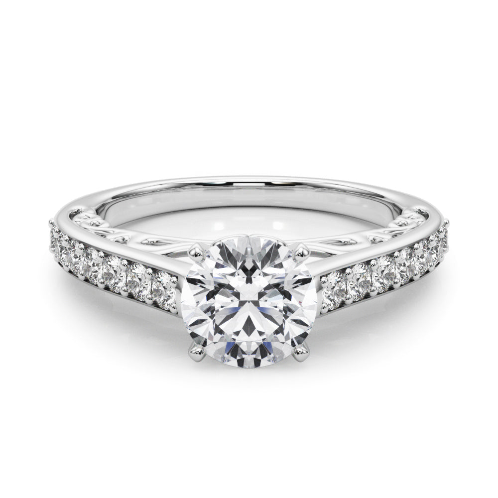 Single Row Prong In Channel Side Scroll Engagement Ring