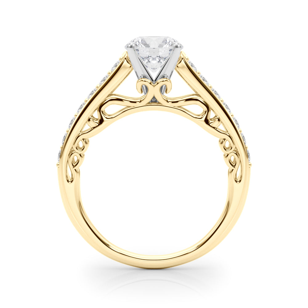 Single Row Prong In Channel Side Scroll Engagement Ring