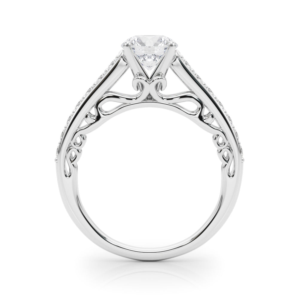 Single Row Prong In Channel Side Scroll Engagement Ring