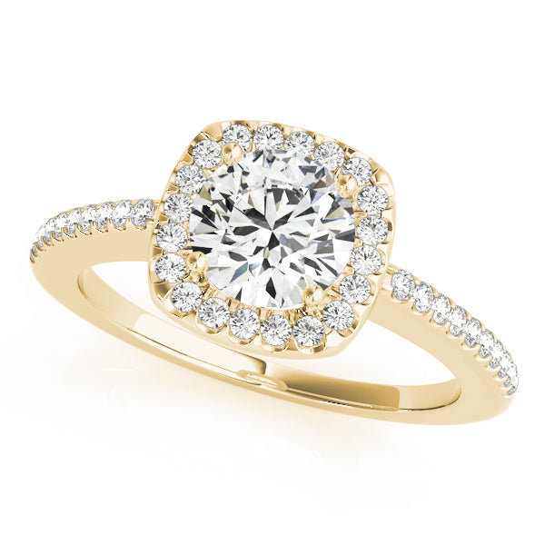 Single Row Accented Halo Engagement Ring