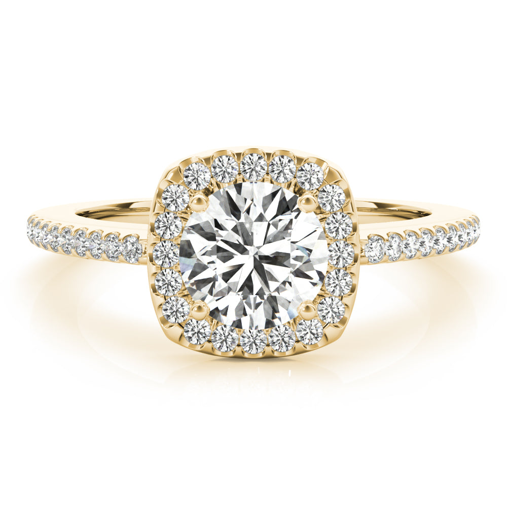 Single Row Accented Halo Engagement Ring