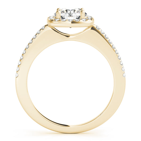 Single Row Accented Halo Engagement Ring